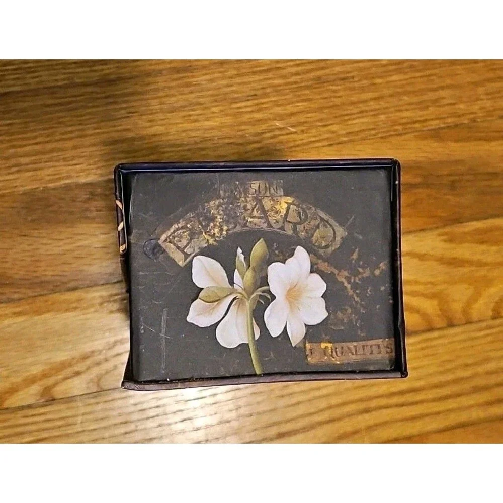 Elegant Storage Box Black Jardin De Paris With White Lilies apprx 10.5x3.75x2.75
